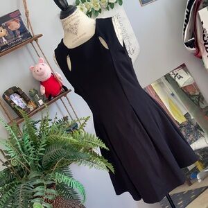 Monteau 1X Aline Black Sleeveless Dress w/ Structured Pleats Zip up Back